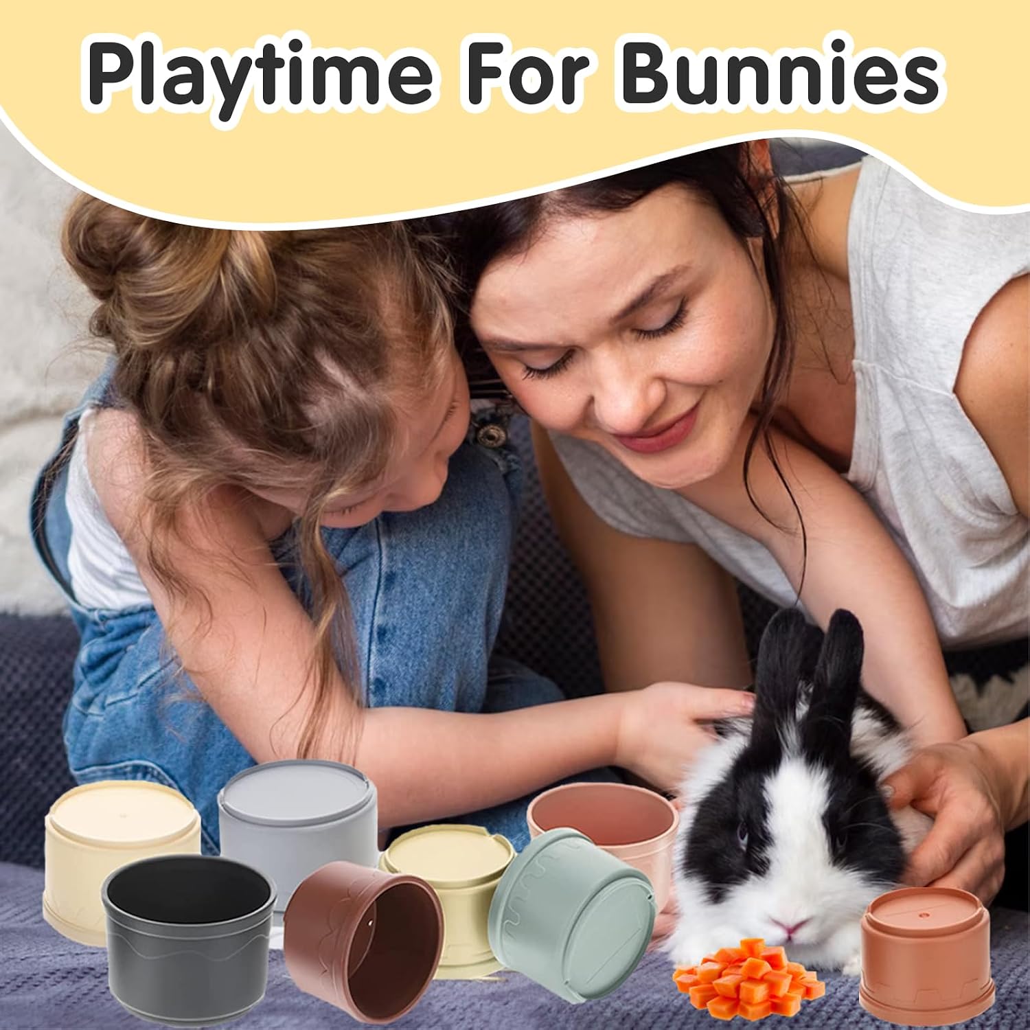 Iffitya 8 Pcs Stacking Cups for Rabbits, Colorful Bunny Toys for Rabbits and Small Animals, Nesting Rabbit Toys of Different Sizes, Bunny Stacking Cups for Hiding Food and Playing - Image 4