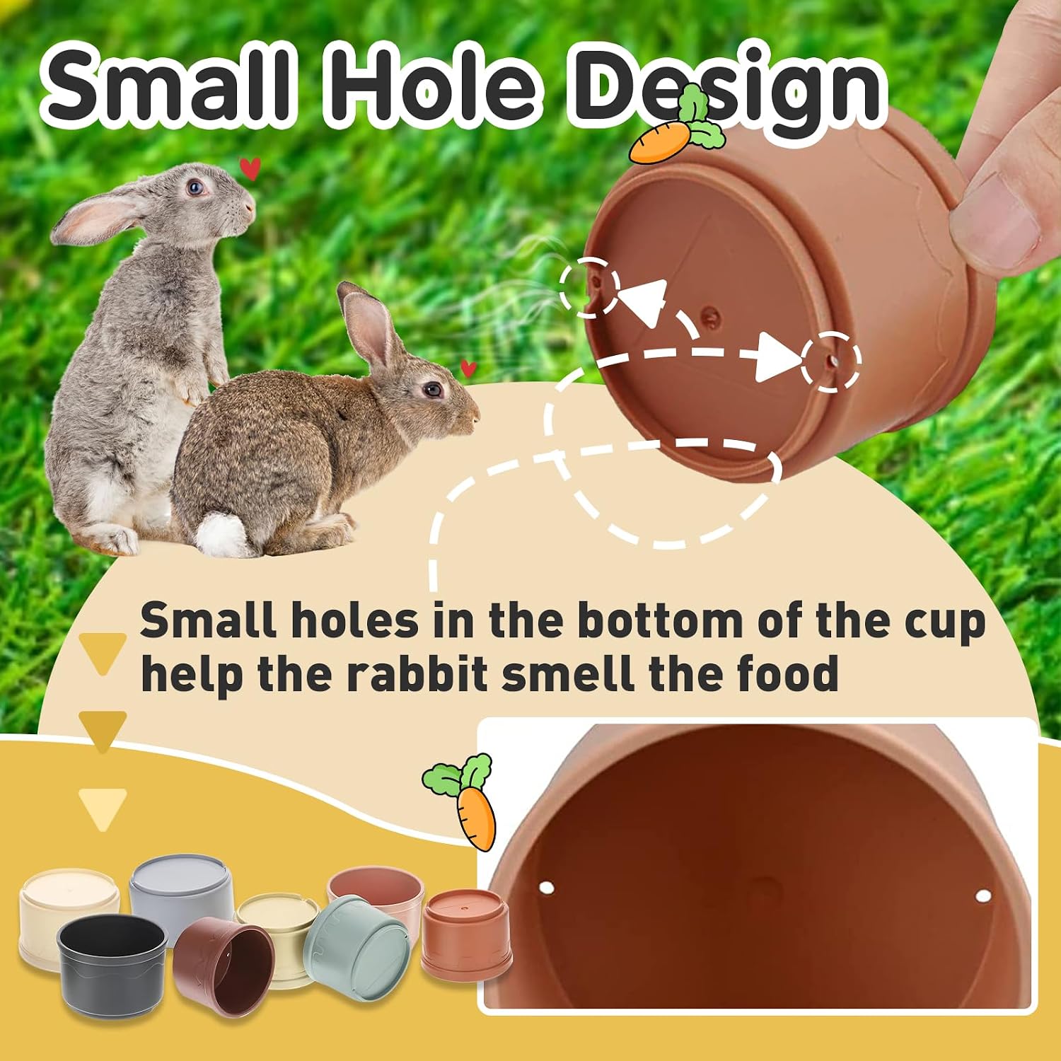 Iffitya 8 Pcs Stacking Cups for Rabbits, Colorful Bunny Toys for Rabbits and Small Animals, Nesting Rabbit Toys of Different Sizes, Bunny Stacking Cups for Hiding Food and Playing - Image 6